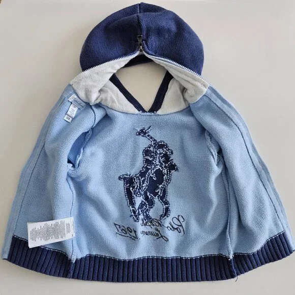 Ralph Lauren Baby Boys Big Pony Cotton Hoodie Sweater – Size 18M, Blue - Picture 4 of 8